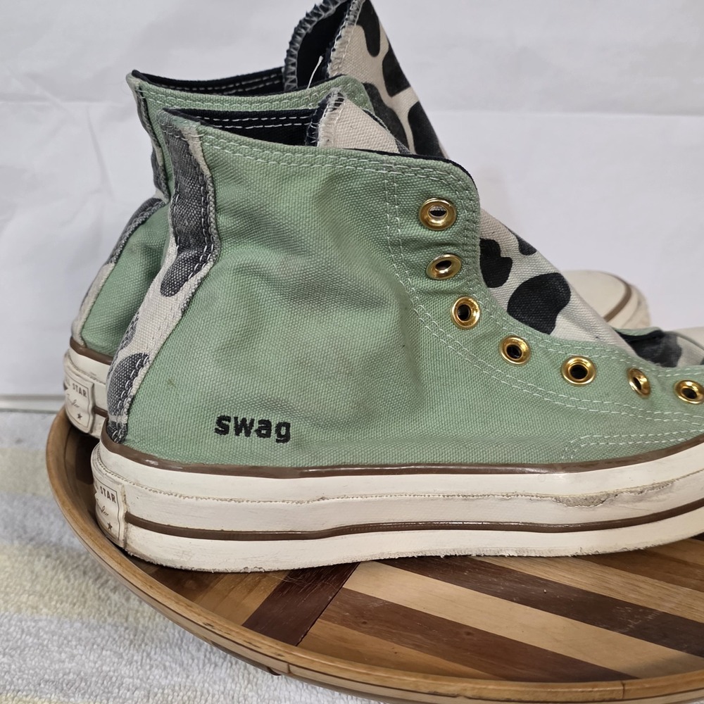 Converse Chuck Taylor All Star High Custom Green Cow 6 Mens Women's 8 No Laces - Picture 8 of 16